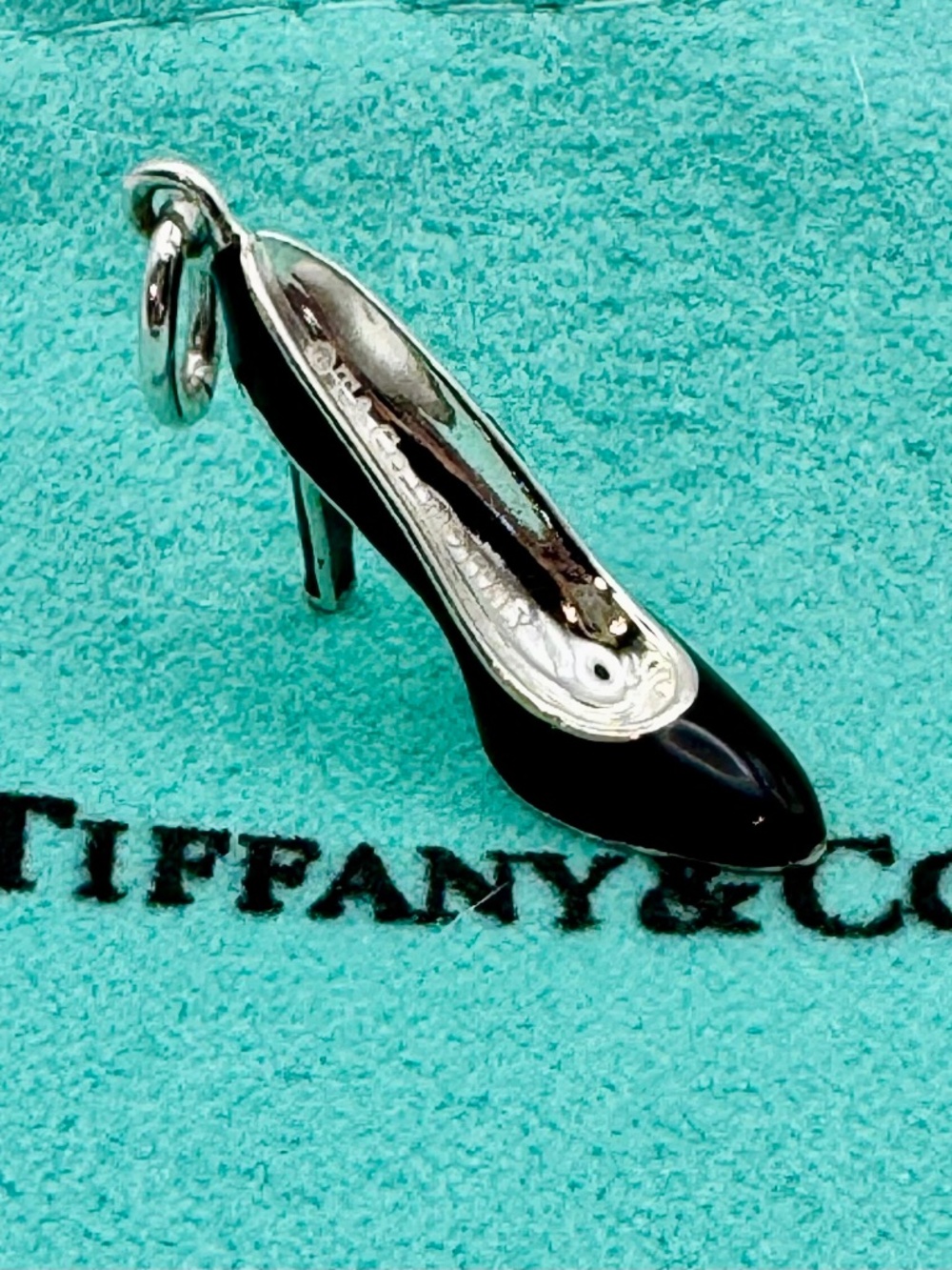 Tiffany & Co Black and Tiffany Blue Silver High Heel Charm